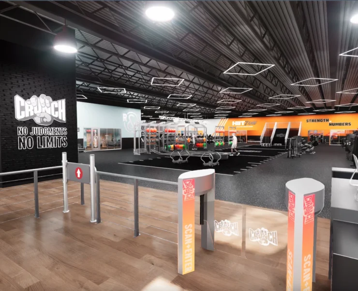 Rendering of a new Crunch Fitness gym